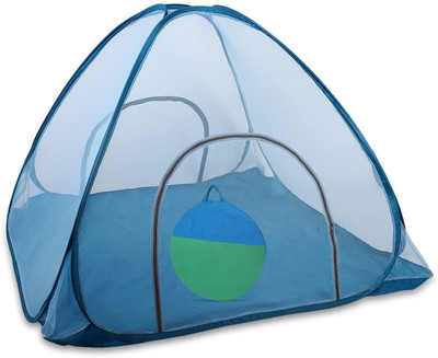 ZONITH Polyester Adults Washable Double Bed With Base(Size:- 7 x 7 Feet) Mosquito Net(Blue, Tent)