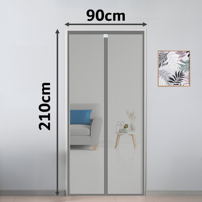 SafeMyles Polyester Adults Washable Auto-Closing Magnetic Door Mosquito Net(Grey, Frame Hung)