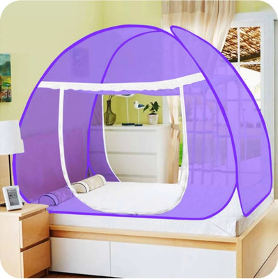 DZX-RE Polyester Adults Washable Mosquito Net for Double Bed King Size Foldable, Strong and Durable Tent Mosquito Net(Purple, Tent)