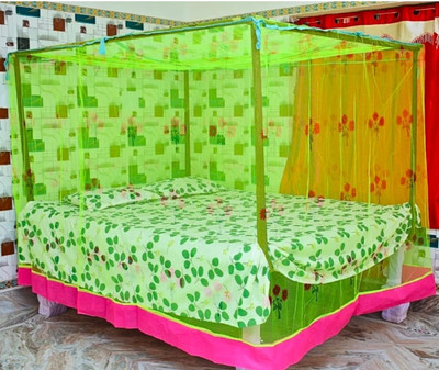 FENCY Cotton Adults Washable double bed mosquito net/ machhardani /single bed mosquito net Mosquito Net(Green, Bed Box)