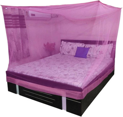 SBE Nylon Adults Washable Mosquito net double bed Machhardani Soft Mosquito Net Mosquito Net(Pink, Bed Box)