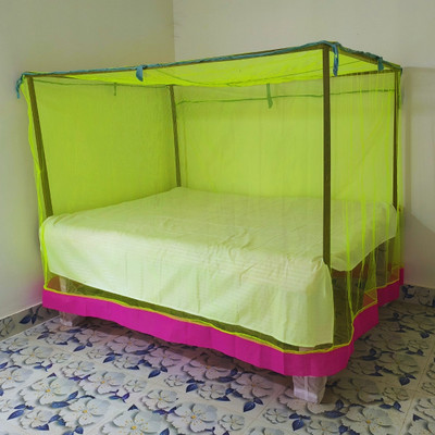 RN ENTERPRISE Polyester Adults Washable Durable Quality Polyester Double Bed (6 x 7 Feet) Mosquito Net(Green, Bed Box)