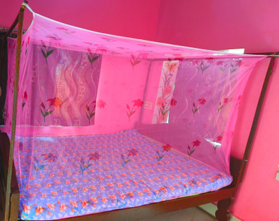 RKmosquitonet Cotton Adults Washable Mosquito net/machardani/masari/best quality {pink colour 6*7 Mosquito Net(Pink, Bed Box)