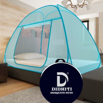 didhiti Polyester Adults Washable machhar tant fancy 1 large zipper gate on entry side mosquito net pack of 1 mach Mosquito Net(Sky Blue, skay, ashmani, aashmani, Navy Blue patti, colour, Tent)