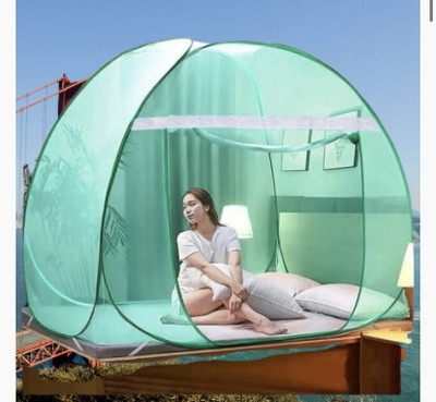 THENR Nylon Adults Washable mosquito net tent double bed , green 004 Mosquito Net(Green, Tent)