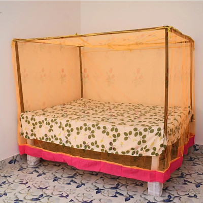 MosquitoNet Polyester Adults Washable 222-yeallow 6×7 Mosquito Net(Yellow, Bed Box)