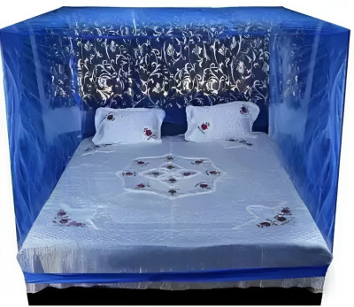 CHIKU CHERRY HDPE - High Density Poly Ethylene Adults Washable Mosquito Net for Double Bed (Multicolor, Pack of 1) Mosquito Net(Blue, Tent)