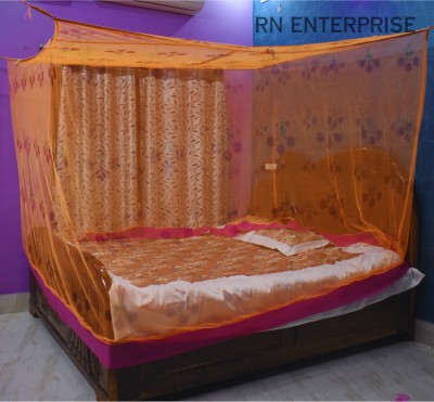 RN ENTERPRISE Cotton Adults Washable Classic Flower Designing (6x7 Ft) Mosquito Net(Orange, Tent)