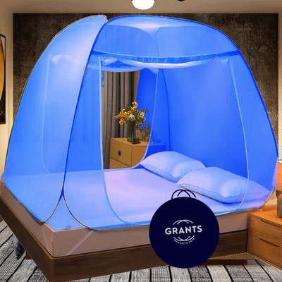 Grants Cotton Adults Washable Double and King size bed 6x6 6.5x6.5 7x7 ft Mosquito Net(Smooth Blue, Tent)