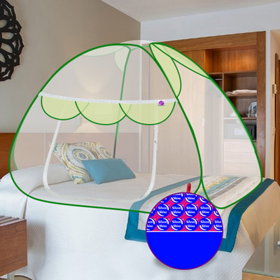 SILVER SHINE Polyester Adults Washable Polyester Adults Washable Single Bed Polyester Amazing Design Mosquito Net Mosquito Net(Green, Tent)