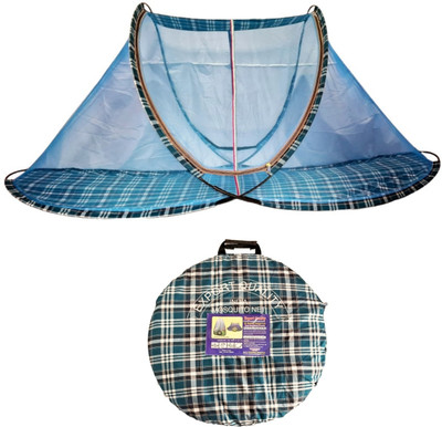 ALSHAHABUDDIN Single Bed (6.5 Ft) Camping & Outdoor Foldable with Cotton Base Cloth Cotton Adults Mosquito Net(Blue, Tent)