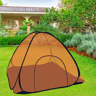 SILVER SHINE Polyester Adults Washable Polyester Adults Washable Foldable for Double Bed Mosquito Net with Base Mosquito Net(Orange, Tent)