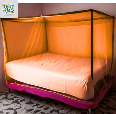 CoverCraze Cotton Adults Washable CC MonoDouble Orange without stand 6x7 feet hanging Mosquito Net(Orange, Bed Box)