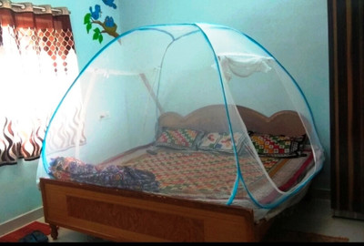 B B Enterprises Polyester Adults Washable B47 Mosquito Net(White and Blue, Tent)