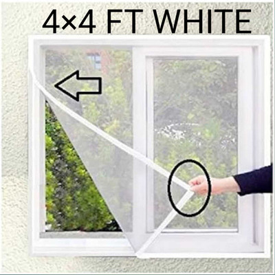 lkg enterprises Polyester Adults Washable LKG 4*4 WHITE WIN NET Mosquito Net(4*4 white, Frame Hung)