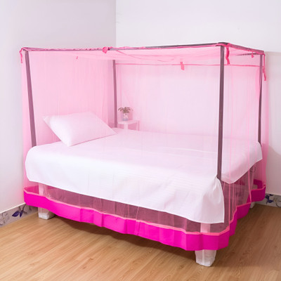CoverCraze queen bed mosquito and insect protection net without stand {6x7} HDPE - High Density Poly Ethylene Washable Adults Mosquito Net(Bright Pink, Bed Box)