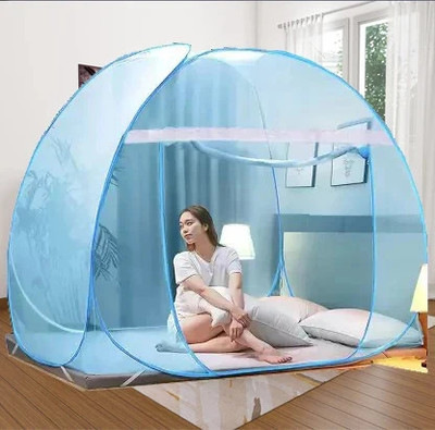 KHANJAN FASHION FAB Polyester Adults Washable hanging hook machhardani double bed king size Mosquito Net(White, Blue, Tent)