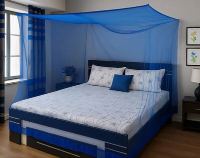 CoverCraze QUEEN BED TENT BLUE MOSQUITO NET Polyester Washable Adults Mosquito Net(Blue, Tent)