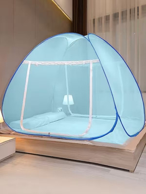 didhiti Polyester Adults Washable double bed tent mosquito net 30gsm strong machardani size 7x7 ft Mosquito Net(Sky blue, Tent)