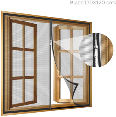 TurtleGrip Fibre Adults Washable 120 GSM Zipper Windows Mosquito Net(black170X120cms, Frame Hung)