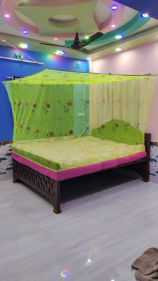 ANSARI ENTERPRISERS HDPE - High Density Poly Ethylene Adults Washable MOSQUTO NET DUALBED COLOR GREEN SIZE6*7 PRINT THIS IS CANUSE HANGING MOSQUTO NET Mosquito Net(Green, Bed Box)