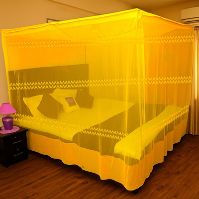Parbhez Handloom Polyester Adults Washable 90x7x67 Mosquito Net(Yellow, Bed Box)