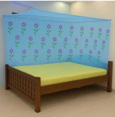 Ym textiles Fibre Adults Washable Rose Mosquito Net(Blue, Bed Box)