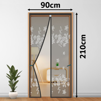 Lifekrafts Polyester Adults Washable Door Mosquito Net with Magnets | Color New Jacquard Grey Mosquito Mosquito Net(Grey Jacquard210x90cms, Frame Hung)