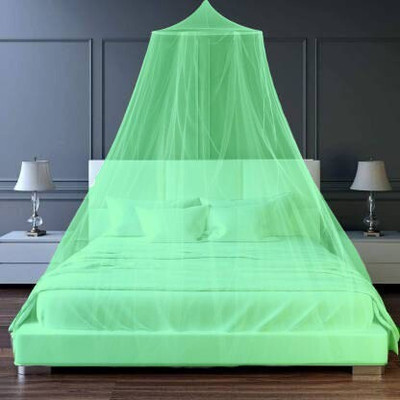 Neruti Enterprise Polyester Adults Washable Double Bed Mosquito Net(Green, Ceiling Hung)