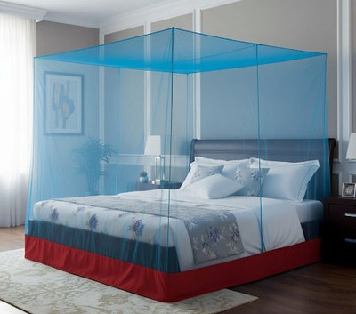 Mehon Craft Double Bed Mosquito Machhardanii Net (Size 6x7-ft) Polyester Washable Adults Mosquito Net(Blue, Bed Box)