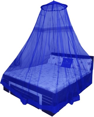 Neruti Enterprise Polyester Adults Washable Double bed (Round) Mosquito Net(Blue, Ceiling Hung)