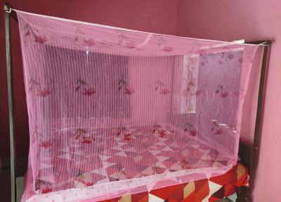 simran light pink the best quality masari machhardani mosquito net HDPE - High Density Poly Ethylene Washable Adults Mosquito Net(Light pink, Bed Box)