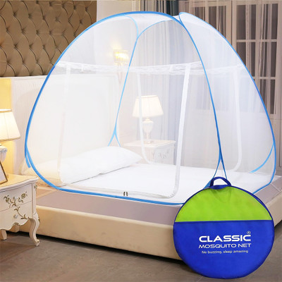 Classic Mosquito Net Polyester Adults Washable Double-Bed Mosquito Net(Blue, Tent)