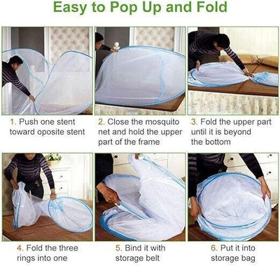 BELSODINE Polyester Adults Washable NEWMOSQUITO NETN191 H191 Mosquito Net(White & Blue, Tent)