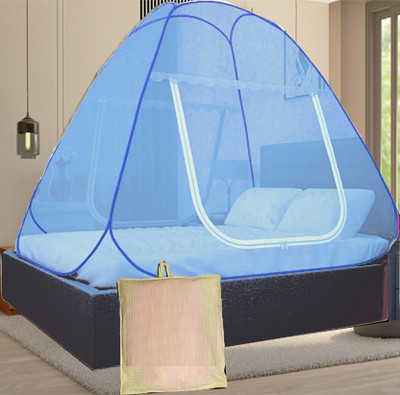 KHANJAN FASHION HUB Polyester Infants Washable BLUE pop up mosquito net tent mosquito net 8 x 8 mosquito net for one person ma Mosquito Net(Blue, skyblue, firozi, Sky blue, Navy Blue, Tent)