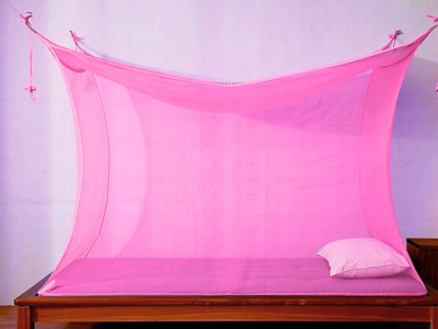 ONLINECRAZE Polyester Adults Washable single bed mosquito and insect protection net{4X6 FEET} Mosquito Net(Pink, Tent)