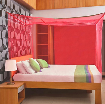 deshit HDPE - High Density Poly Ethylene Adults Washable MN01 Mosquito Net(Red, Ceiling Hung)