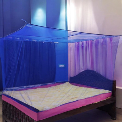 ASTEXTILE Polyester Adults Washable Single Bed Mosquito Net pack of 1 Bed Boxt_4Blue Mosquito Net(Blue, Bed Box)