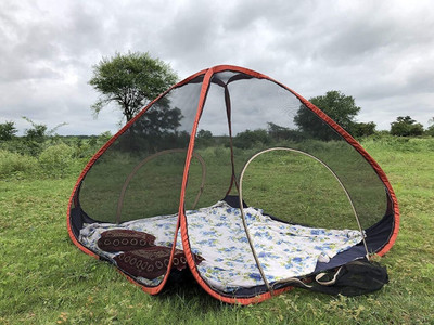 Ghuraba Polyester Adults Washable King-Size Mosquito Net(Black, Tent)