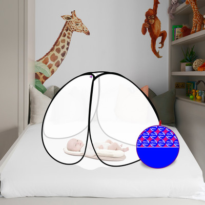 SILVER SHINE Polyester Adults Washable Polyester Foldable for Baby Mosquito Net Mosquito Net(White-Black, Tent)