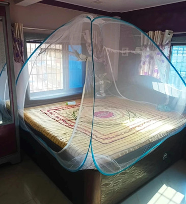 B B Enterprises Polyester Adults Washable Mosquito net for double bed (6*6 size) to (7.5*7.5 size), portable easy foldable Mosquito Net(White, Blue, Tent)