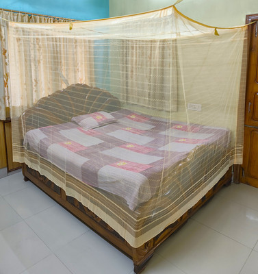PRISMO Polyester Adults Washable Super-fine Mosquito Net(Yellow, Frame Hung)