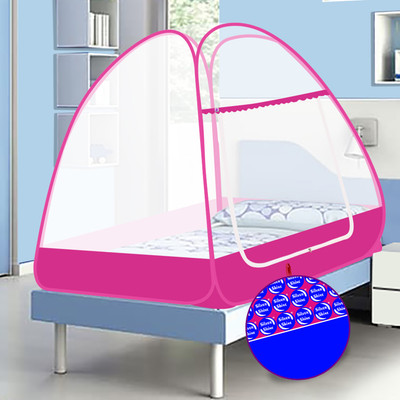SILVER SHINE Polyester Adults Washable Extra Mosquito Protection SINGLE BED Foldable Washable Mosquito Net Mosquito Net(Pink Color, Tent)