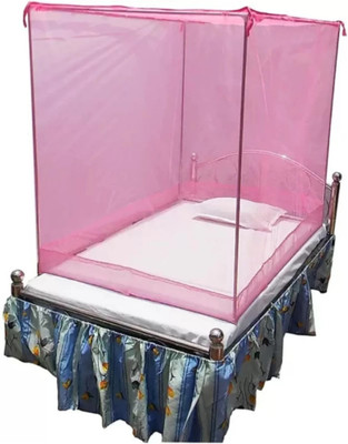 RN ENTERPRISE Polyester Adults Washable Single Bed (4x6 ft) Mosquito Net(Pink, Bed Box)