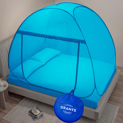 Grants Polyester Adults Washable Double and King size bed Tent 6x6 6.5x6.5 7x7 ft Mosquito Net(Sky Blue, Tent)