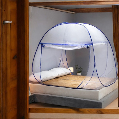 SIFRA Polyester Adults Washable Mosquito Net, Polyester Foldable King Size Bed (Blue) Mosquito Net(Blue, Tent)