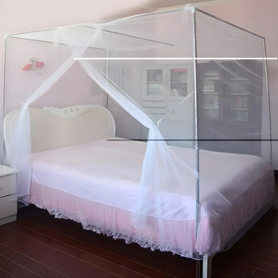 Newnet Cotton Adults Washable Modern Style Mosquito Net King Size Square Double Bed Cotton, White Machhardani Mosquito Net(White, Tent)
