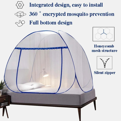 VVS Polyester Adults Washable Mosquito net(Machhardani) Double bed free Size) 6x6 foldable Mosquito Net(Blue, Tent)