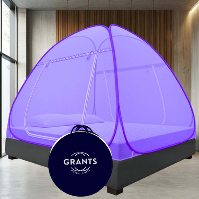 Grants Polyester Adults Washable Double bed 6x6 6.5x6.5 ft Mosquito Net(Purple, Tent)