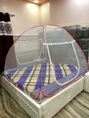 DAYGLOW Polyester Adults Washable Mosquito Net for King Size Bed|Polyester, Foldable, High Durability| Mosquito Net(White, Red, Tent)
